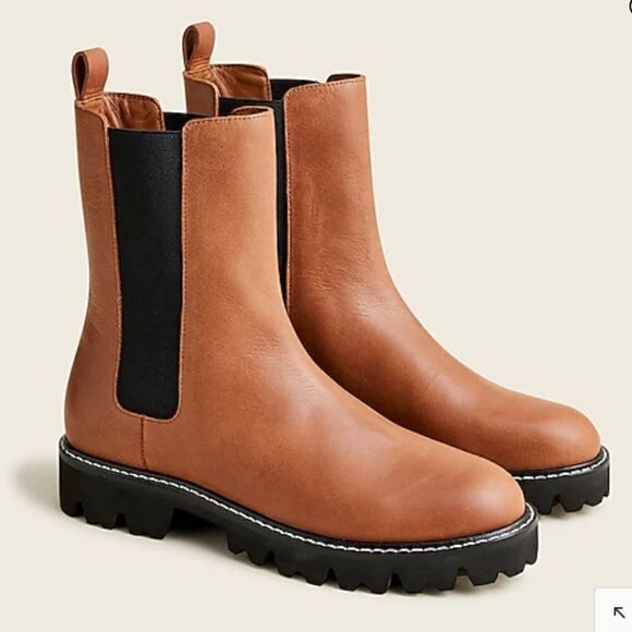 J. Crew Gwen lug-sole high-shaft Chelsea boots in leather Item BA187* - Picture 1 of 5